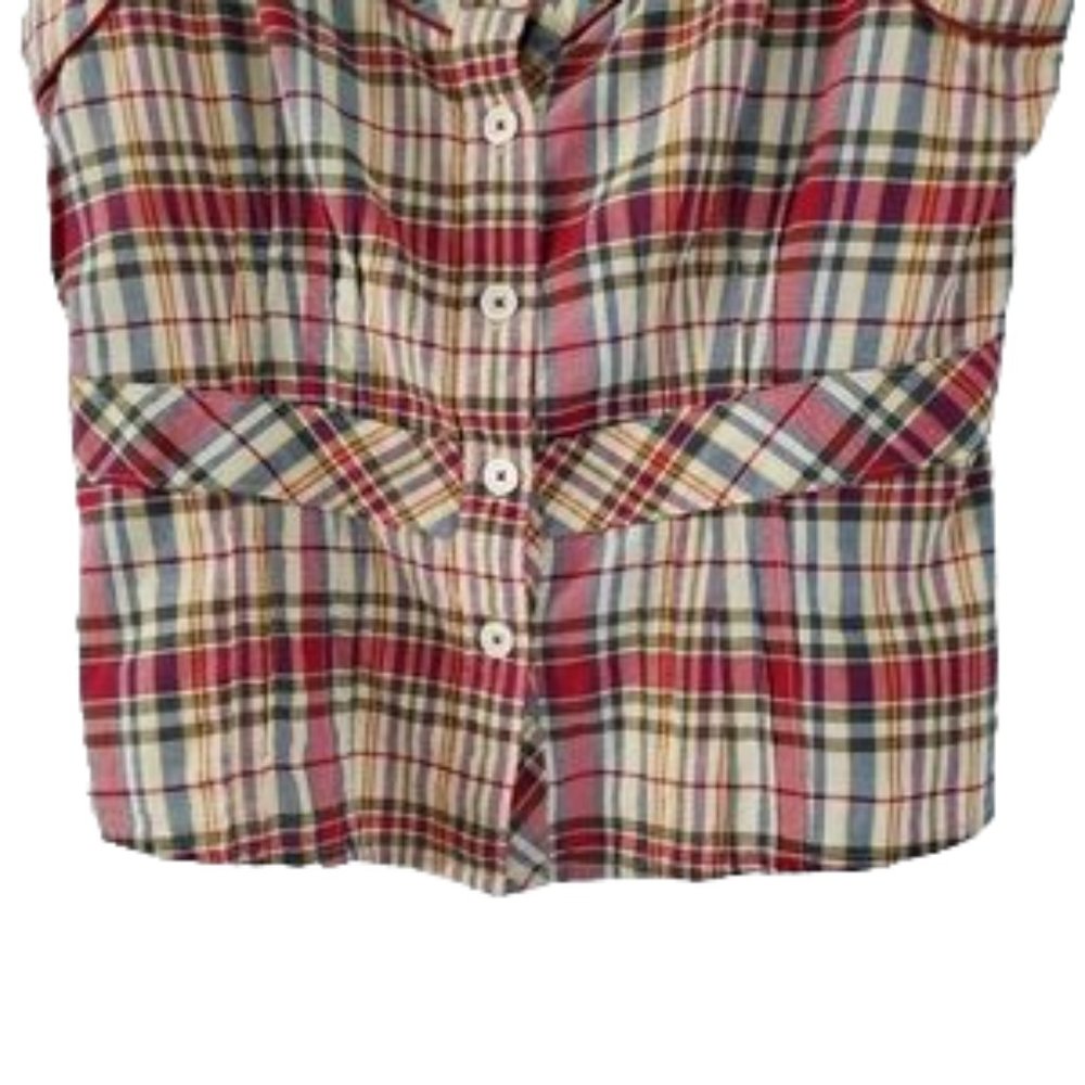Tommy Hilfiger | Plaid button down pleated tank L - Picture 4 of 11